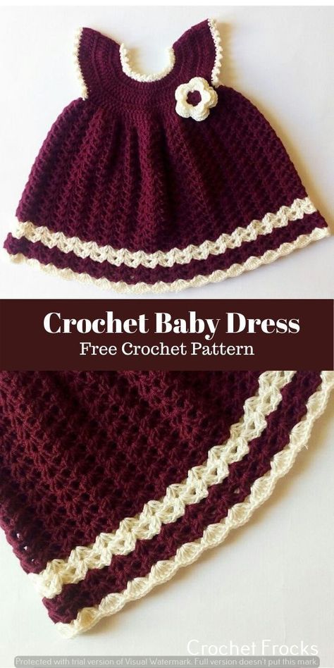 Crochet Baby Dress Free Pattern, Diy Sy, Crochet Baby Girl Dress, Baby Dress Pattern, Crochet Baby Dress Pattern, Baby Frock Pattern, Pola Amigurumi, Crochet Baby Girl, Baby Dress Patterns