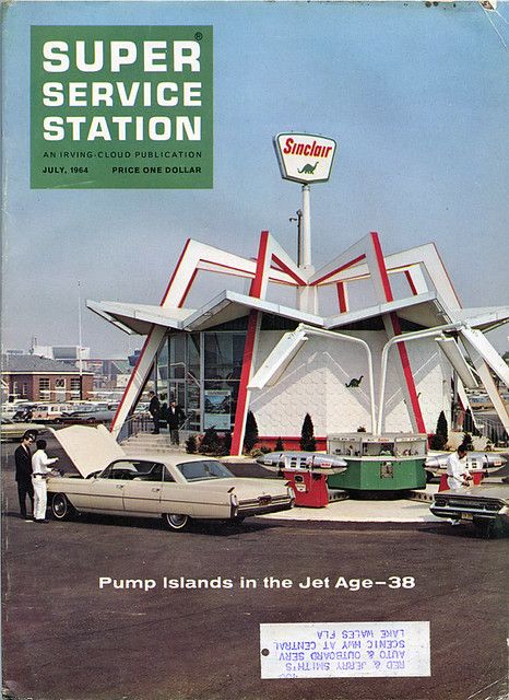 Googie Architecture, Transportation Technology, Station Service, Old Gas Stations, Jet Age, Kiosk Design, Mid Century Architecture, Filling Station, Retro Sign