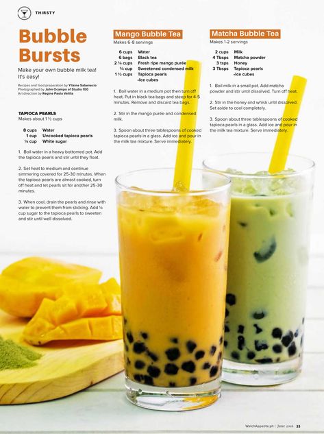 Mango Bubble Tea AND Matcha Bubble Tea Bubble Tea Cocktail, Mango Bubble Tea Recipe, Pineapple Boba Tea Recipe, Vegan Bubble Tea, Bubble Tea Toppings, Matcha Boba Tea Recipe, Bubble Tea Ideas, Mango Boba Tea Recipe, Mango Milk Tea Recipe