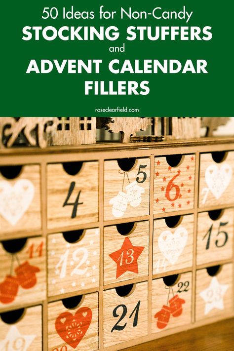 A round-up of 50 non-candy ideas for stocking stuffers and advent calendar fillers. Lots of fun little gift options for everyone on your list! #stockingstuffers #smallgiftideas #bestgifts Trinkets For Advent Calendar, Non Chocolate Advent Calendar Ideas, Items To Fill Advent Calendar, What To Put In Adult Advent Calendar, Adult Advent Calendar Gifts, Fillers For Advent Calendars, Tiny Items For Advent Calendar, Ideas For Advent Calendars, Fill Advent Calendar Ideas