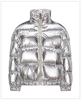 SHOP BAZAAR: MONCLER KIDS Silver Meuse Jacket… Silver Puffer Jacket, High Neckline, Puffer Jacket, Feathers, Puffer, Silver Tone, Luxury Fashion, Silver, Design