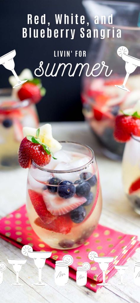 Sit back and relax with a fruity white sangria this summer. Great flavors of strawberry, blueberry, and apples with a sweet, crisp wine. No sugar added to this sangria mix so get a bottle of wine that you love.  #sangria #whitewine #ages21+ #drinkresponsibly #summerdrink Blueberry Sangria Recipes, Easy July 4th Recipes, Blueberry Sangria, Mocktails Recipes, Virgin Sangria, Sangria Mix, Blackberry Sangria, White Wine Sangria Recipe, Blueberry Cocktail