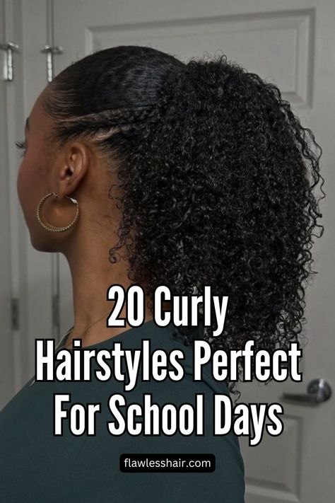 Sleek Curly Ponytail Side Part Curly Ponytail, Curly Bun Hairstyles For Black Hair, Curly Ponytail Natural Hair, Sleek Curly Ponytail, Curly Updo Hairstyles For Black Women, Transition Hairstyles, Cute Updo Hairstyles, Curly Hairstyles For School, Curly Hair Ponytail