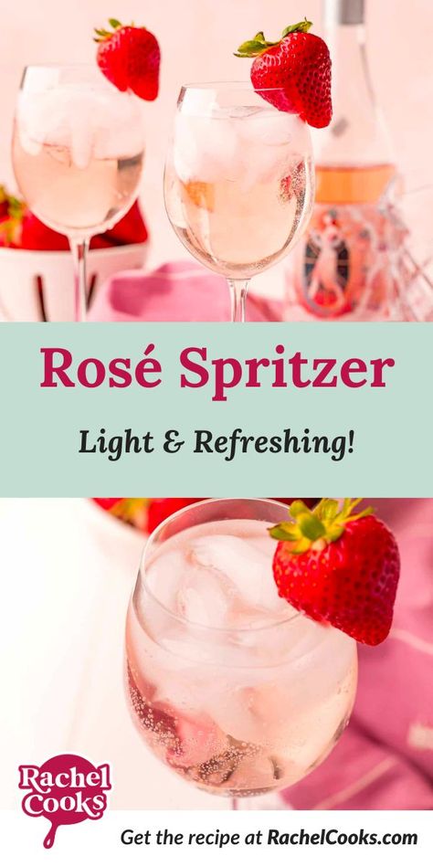 Light Cocktail Recipes, Spritzer Drink, Rose Cocktail Recipes, Wine Spritzer Recipe, Rose Drink, Spritzer Recipes, Light Cocktails, Easy Summer Cocktails, Wine Spritzer