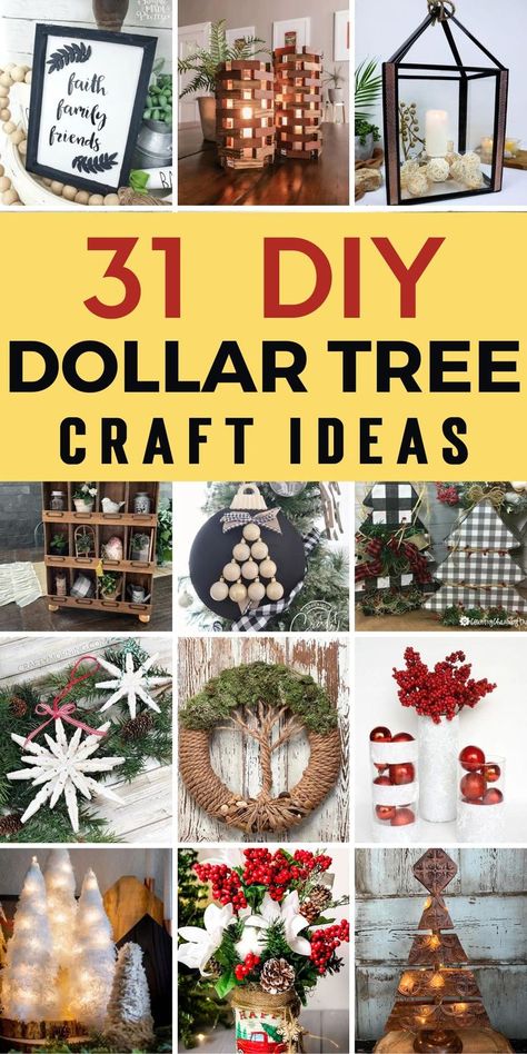 If you’re looking for DIY Dollar Tree crafts, then you’ve come to the right place. Whether you’re looking for dollar tree projects for yourself or for home decor, we have plenty of fun and creative DIY craft ideas that you’re sure to love. Do It Yourself Christmas Crafts, Crafts Made From Dollar Tree Items, Winter Diy Decorations Dollar Tree, Christmas Dollar Tree Diy Crafts, Dollarama Christmas Crafts, Wreaths Crafts Christmas, Dollar Store Wreath Ideas, Diy Xmas Decorations Dollar Stores, Dollar Tree Scarf Ideas