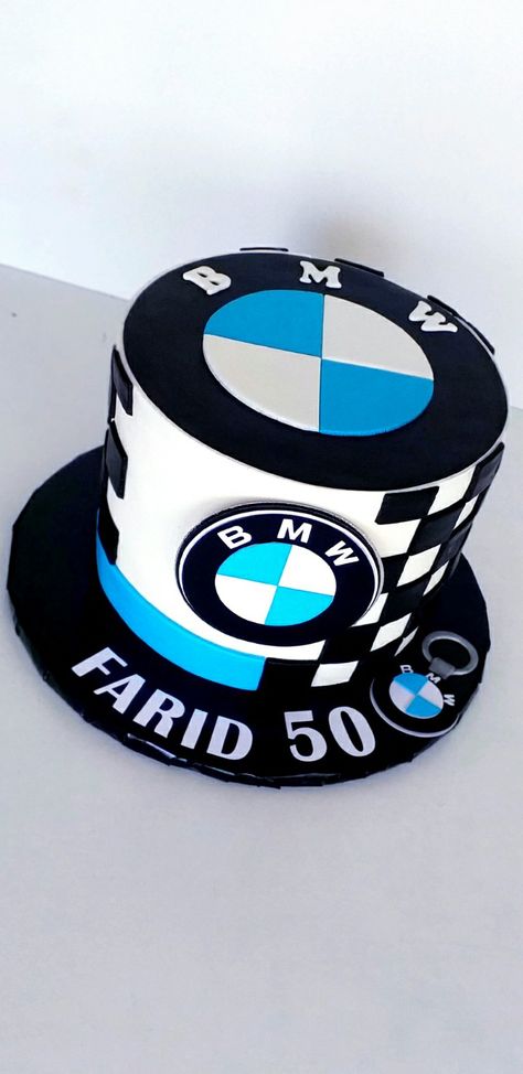 Bmw Cakes For Boys, Bmw Cakes For Men, Bmw Birthday Cake, Racing Car Cake, Car Theme Cake, Car Cakes For Men, 50th Birthday Decor, Bmw Cake, 50th Birthday Cakes For Men