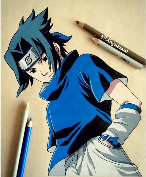 Sasuke Drawing, Anime Character, Anime, Color