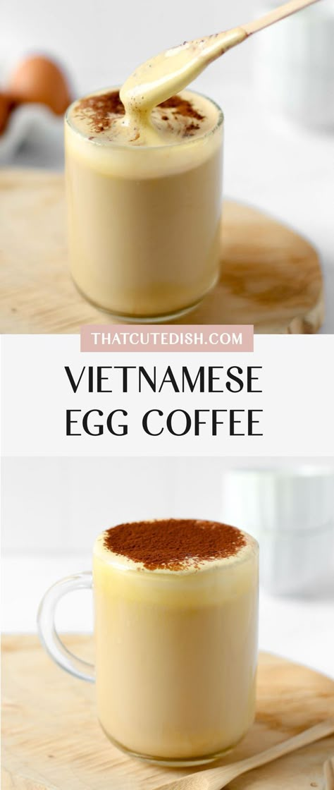 vietnamese egg coffee Vietnamese Coffee Recipe, Chai Tea Latte Starbucks, Vietnamese Dessert, Healthy Asian Recipes, Authentic Asian Recipes, Egg Coffee, Vietnamese Coffee, Tea Eggs, Latte Recipe