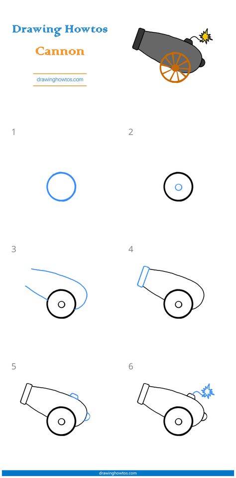 How to Draw a Cannon - Step by Step Easy Drawing Guides - Drawing Howtos Cannon Drawing Easy, Cannon Drawing, Hoc Summer, Easy Drawing Guides, Visual Note Taking, Fantasy Map Making, Map Ideas, Drawing Guides, Military Patches