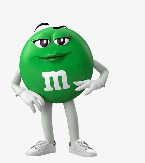 M M Characters, Green M&m Character, Green Characters Cartoon, Green M&m, M&m Tattoo, Hear Me Out Ideas, Green Cartoon Characters, Family Sleepover, Mm Tattoo