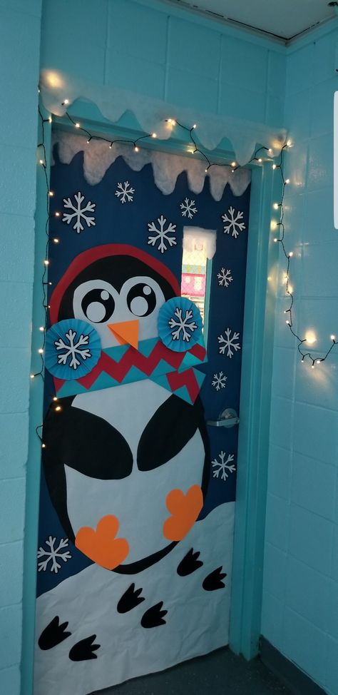 Penguin classroom door decoration Penguin Classroom Door, Winter Door Decorations Classroom, Winter Classroom Door, Winter Classroom Decorations, Door Decorations Classroom Christmas, Holiday Door Decorations, Classroom Christmas Decorations, Christmas Door Decorating Contest, Christmas Classroom Door