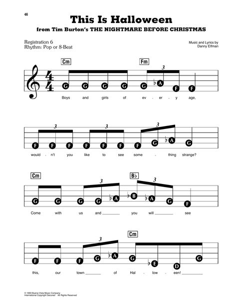 Easy Halloween Piano Sheet Music, This Is Halloween Piano, Nightmare Before Christmas Printables, Halloween Piano Sheet Music, Halloween Sheet Music, Beginner Violin Sheet Music, Boomwhacker Music, Ghost Song, Piano Music With Letters