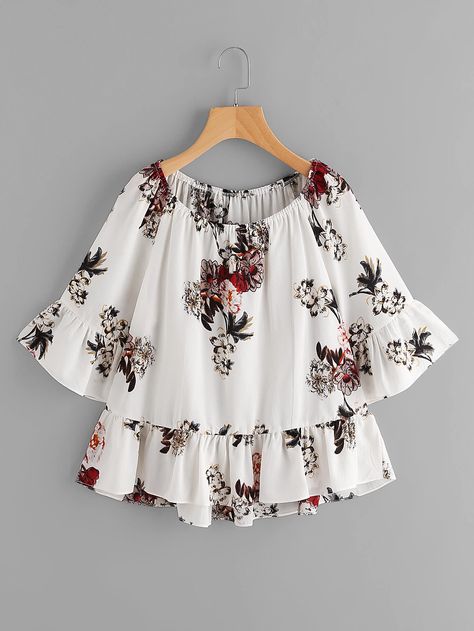 Shop Random Florals Frill Trim Top online. SheIn offers Random Florals Frill Trim Top & more to fit your fashionable needs. Top For Girls Stylish, Stylish Tops Fashion, Fancy Top, Beautiful Tops, Girls Dresses Sewing, Fancy Tops, Fashion Tops Blouse, Kids Fashion Dress, Trendy Fashion Tops