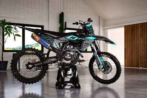 KTM SX-SXF 125-250-350-450 2023-2024 Optimus Grey/ice blue Full Graphics kit with riders id. **Logos and name/number shown for example. These can be customized with any custom logos and rider name/number** -Full Graphics Kit's include printed graphics for - Tank Shrouds / Fuel Tank, Side Number Plates, Airbox, Rear Fender, Front Fender, Front Number Plate, Fork Guards, and Swingarms (Contents may vary depending on model selected). -FREE proofs with for all orders to ensure everything is correct before printing. -All graphics are printed and laminated on Substance material with the highest quality, most durable 23 mil thick material made specifically for motocross. -graphics kits do not include seat covers or plastics. **These are printed graphics. You are not purchasing anything other than Dirt Scooter, Dirt Bike Quotes, Ktm Dirt Bikes, Ktm Supermoto, Motocross Kit, Ktm 450, Motocross Love, Cool Dirt Bikes, Image Moto