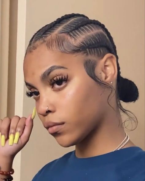 Natural Straight Back Braids, Cornrow Edges, Cornrows With Edges, Feed In Braids Hairstyles, Braided Cornrow Hairstyles, Pelo Afro, Protective Hairstyles Braids, Feed In Braid, Straight Back