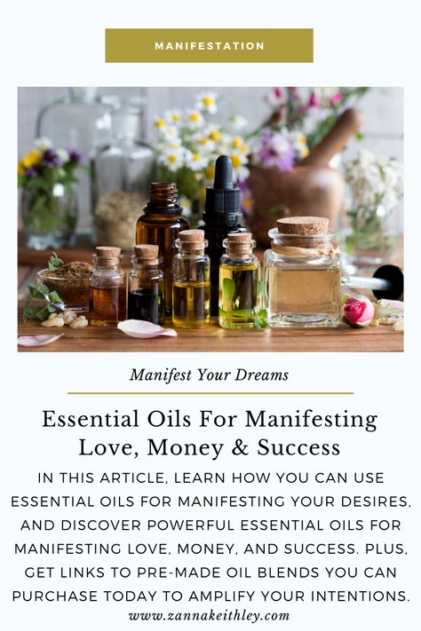 Essential Oils For Attraction, Essential Oils For Attraction Love, Oils For Manifesting, Essential Oils For Success, Money Essential Oils, Essential Oils For Abundance, Abundance Oil Recipe, Manifestation Oil Recipe, Essential Oils For Money