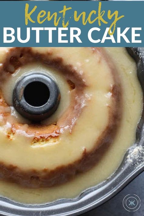 Whether you’re hosting Easter dinner, a Kentucky Derby party or you’re just looking for a delicious dessert to serve, this Kentucky Butter Bundt Cake - Moist and Delicious Recipe   is a winner! #bundtcakes #cakerecipes #dessertrecipes Kentucky Butter Poke Cake, Ky Butter Cake, Butter Bundt Cake, Hosting Easter, Southern Pound Cake, Thanksgiving Baking, Themed Recipes, Cake Easter, Kentucky Butter Cake