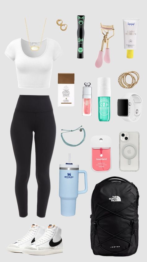 #outfitinspo #aesthetic #preppy #schoolfit #outfits #ootd Outfit With Black Leggings, Outfit Inspo Collage, Inspo Collage, Black Preppy, Aesthetic Preppy, Preppy Outfit, School Fits, Preppy Outfits, Black Leggings