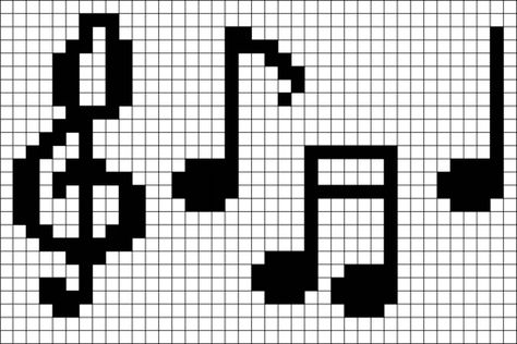 Music Notes Pixel Art Crochet Music, Graph Crochet, Pixel Crochet, Graph Paper Art, Pixel Art Design, Pixel Pattern, Pixel Art Pattern, Cross Stitch Cards, Crochet Tapestry