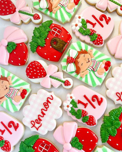 It’s Lennon’s HALF birthday 🍓✨ . . . #strawberryshortcake #strawberry #strawberries #strawberrycookies #cookies #customcookies #customsugarcookies #sugarcookies #sugarcookiedecorating #sugarcookiemarketing #halfbirthday #houston #htx #houstoncookies Strawberry Shortcake Cookies Decorated, Shortcake Cookies, Strawberry Shortcake Cookies, Strawberry Shortcake Cartoon, Strawberry Cookies, Half Birthday, Custom Cookies, Sugar Cookies Decorated, Strawberry Shortcake