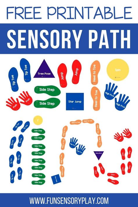 Free sensory path printable download Sensory Class Ideas, Large Gross Motor Activities Preschool, Outside Gross Motor Preschool Activities, Diy Gross Motor Activities, Preschool Floor Activities, Free Sensory Activities, Sensory Path Svg Free, Sensory Paths Free Printable, Sensory Walk For Toddlers