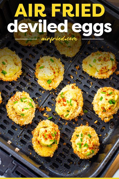 Diveled Eggs Recipes, Deviled Eggs In Air Fryer, Air Fry Deviled Eggs, Air Fryer Deviled Eggs Recipe, Air Fried Deviled Eggs, Air Fryer Deviled Eggs, Air Fried Deviled Eggs Recipe, Snacks With Eggs, Air Fried Eggs