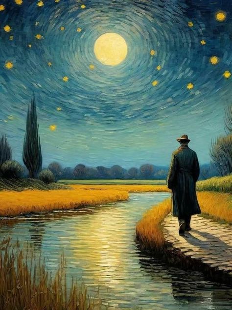 فنسنت فان جوخ, Easy Landscape Paintings, Starry Night Art, Vincent Van Gogh Art, Vincent Van Gogh Paintings, Oil Painting Inspiration, Classic Art Prints, Arte Van Gogh, Van Gogh Paintings