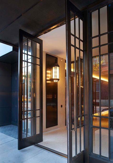 500W21 by Mark Zeff Design Safety Door Design Entrance Modern With Grill, Ms Safety Door Design Entrance, Security Windows Ideas, Glass Safety Door Design, Glass Door Restaurant, Luxury Safety Door Design, Glass Entrance Doors, Modern Window Grill, Entry Door Designs