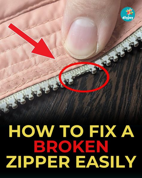 How to Fix a Broken Zipper Easily Zipper Problems, Fix Broken Zipper, Fix A Zipper, Zipper Repair, Broken Zipper, Sewing Tutorials Clothes, Repair Clothes, Diy Clothes Life Hacks, Sewing Stitches