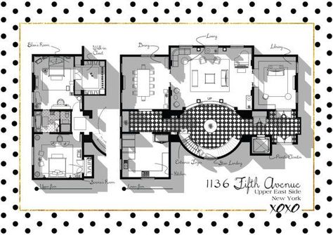 Gossip Girl Apartment, Blair Waldorf Apartment, Penthouse Plan, Gossip Girl Decor, Penthouse Floor Plan, Fun Blankets, Penthouse Layout, Gossip Girl Series, Apartment Decorating For Couples