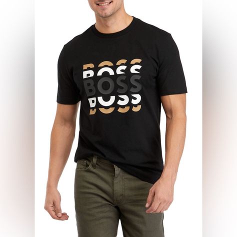 Hugo Boss Men’s Tiburt Layered Chest Logo Print Graphic T-Shirt Comes In Brand New With Tags Comes In Various Sizes Hugo Boss Men, Lakers T Shirt, Hugo Boss Orange, Boss Men, Boss Shirts, Black Short Sleeve Shirt, Color Block Tee, Boss Black, Hugo Boss Man