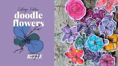 Scribble Doodles, Fodder Art, Watercolor Styles, Fodder School, Pen Doodle, Collage Fodder, Alisa Burke, Doodle Flowers, Doodle Paint