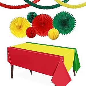 Tablecover Plastic Tablecloth Party Foil Decorations Masquerade Party Decorations for Graduation Mexican Independence Day Halloween Party Supplies (Bright Style, 51 x 71 Inch) Rasta Party Decorations, Graduation Mexican, Rasta Party, Jamaican Party, Mexico Party, Masquerade Party Decorations, Mexican Independence Day, Paper Fan Decorations, Mexican Independence