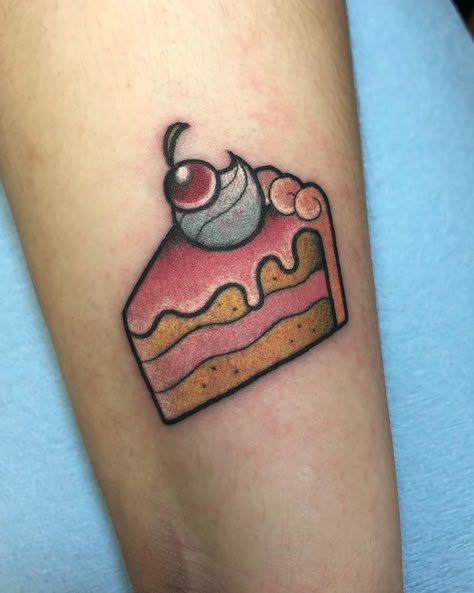 Christie’s first tattoo was a piece of cake 🍰🍰🍰True story! Hurhurhurhur 🥴 #caketattoo #yegtattoo #foodtattoo #bakery Chocolate Cake Tattoo, Bakery Tattoo Ideas, Piece Of Cake Tattoo, Slice Of Cake Tattoo, Vintage Cake Tattoo, Birthday Cake Tattoo, Cake Tattoo Ideas, Cheesecake Tattoo, Tara Tattoo