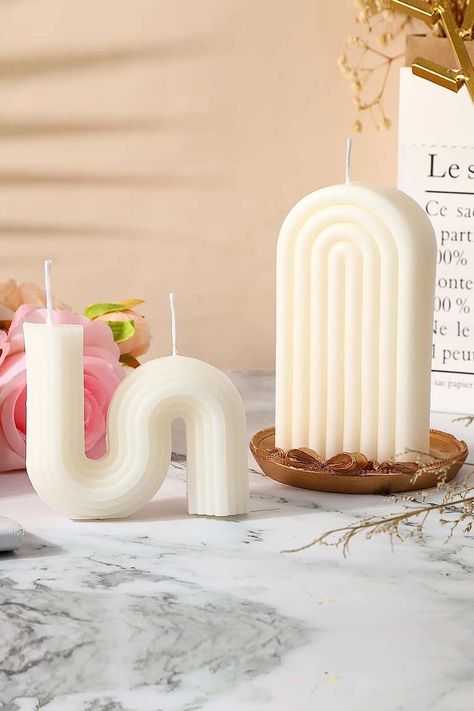 Candles Minimalist, Pieces Aesthetic, Trendy Candles, Trendy Candle, Candles Taper, Bendy Candles, Geometric Candle, Shaped Candles, Geometric Candles