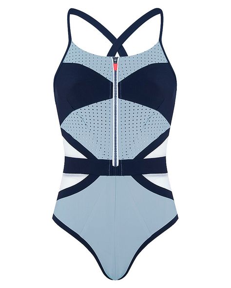 Bring 60s inspired style to your beach look with this fashion-forward swimsuit… Beachwear Inspiration, Swimwear Design, Training Swimsuits, Sporty Swimwear, Style List, Swimsuit Blue, Fashion And Beauty Tips, Tennis Fashion, Sport Swimwear