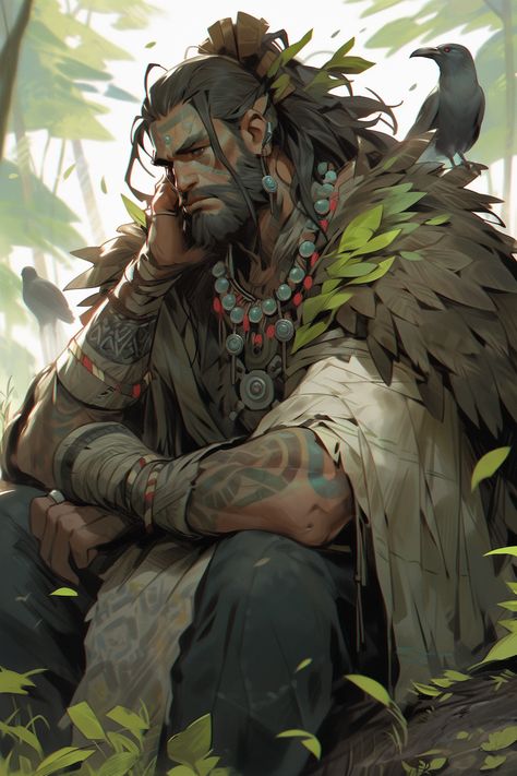 Earth Genasi Male Druid, Human Druid Male Dnd, D&d Druid Art, Male Firbolg Character Art, Druid Aesthetic Male, Barbarian Dnd Art, Druid Art Male, Dnd Druid Male, Druid Character Design Male