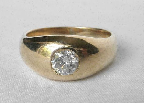 Vintage 14K Yellow Gold Over Mens 1CT Lab Created Diamond Solitaire Pinky Ring  | eBay Mens Pinky Ring, Nickel Free Jewelry, Rose Yellow, Men's Jewelry Rings, Diamond Solitaire Rings, Diamond Solitaire Engagement Ring, Pinky Ring, Lab Created Diamonds, Round Cut Diamond