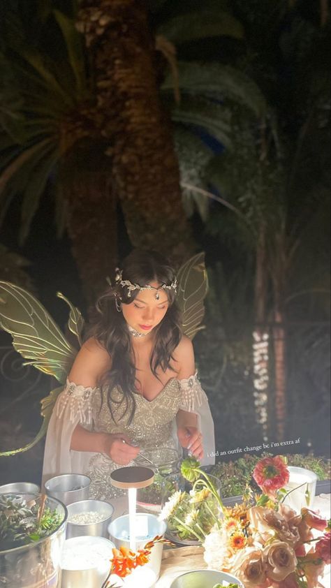 Halloween Garden Fairy Costume, Casual Fairy Costume, Wood Fairy Costume Women, Fairy Garden Costume Halloween, Fairy Party Outfit Costume Ideas, Fairy Tea Party Aesthetic Outfit, Forest Fairy Costume Halloween, Fairy Garden Birthday Party Outfit, Fairy Birthday Outfit Ideas