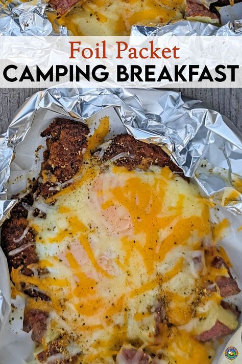 Breakfast Foil Packs are a simple and delicious camping meal made with eggs, breakfast meat, and potatoes. They can be cooked over the campfire, on a grill, or at home in an oven. Foil Pack Breakfast Camping Recipes, Camping Eggs, Camping Breakfast Ideas, Breakfast Egg Bake, Campfire Breakfast, Simple Camping, Camping Foods, Campfire Recipes, Camping Meal