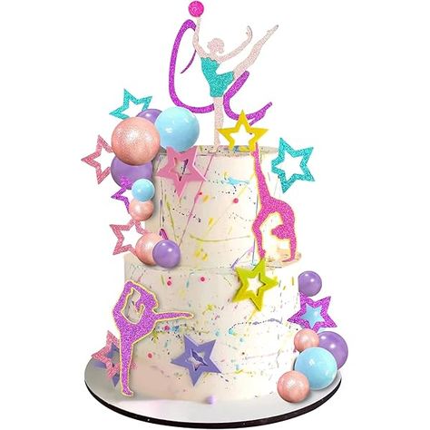 Gymnastic Cake, Gymnastics Birthday Party Decorations, Gymnastics Theme Birthday Party, Gymnastics Silhouette, Gymnastics Cake, Decorate Your Own Cake, Gymnastics Cakes, Gymnast Birthday Party, Gymnastics Birthday