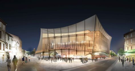 Albi Major Theatre / Dominique Perrault Architecture Aspen Art Museum, Grand Theatre, Theatre Pictures, Theater Architecture, Aspen Art, Theatre Design, Architecture Rendering, Concert Hall, Facade Design