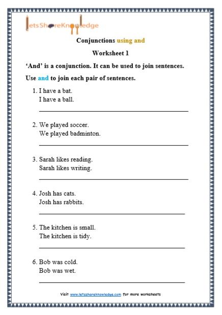 Grade 1 Worksheets – Lets Share Knowledge Conjunctions Worksheet For Grade 1, Conjunctions Worksheet 2nd Grade, Conjunctions Worksheet Grade 3, Conjunctions Activities, Simple Sentences Worksheet, Urdu Grammar, Princess Lessons, Sentences Kindergarten, Homophones Worksheets