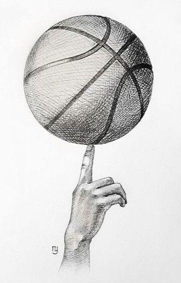 Basketball Art Draw, Stippling Ideas, Basketball Sketch, Ball Sketch, Baseball Drawings, Cartoons Quotes, Basketball Drawings, Basketball Art, Cartoon Quotes