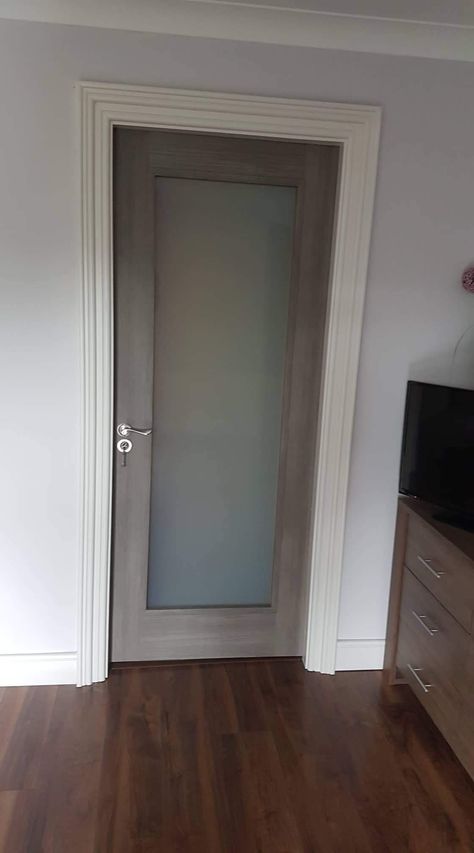 Opaque Glass Doors, Wardrobe Design Bedroom Sliding, Partition Walls, Grey Doors, Wardrobe Design Bedroom, Bathroom Door, Cottage Ideas, Interior Wall Design, Bathroom Doors