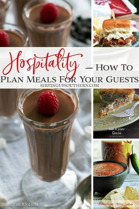 Hospitality - How to Plan Meals For Your Guests - See how to go about making your guests feel right at home as you serve them supper, breakfast, or snacks. How To Plan Meals, Restaurant Style Salsa, Cooking Advice, Serving Others, Food Displays, Cheap Eats, How To Go, Household Tips, Serving Food