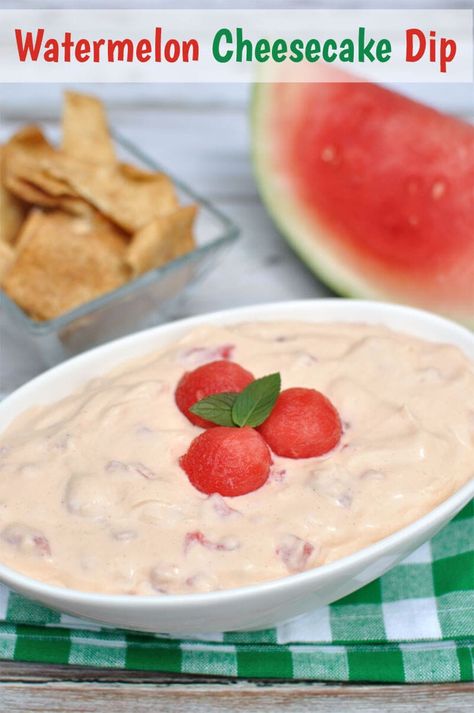 Dip For Watermelon, Watermelon Cheesecake, Cinnamon Pita Chips, Watermelon Dip, Dessert Dip Recipes, Dessert Dip, Cheesecake Dip, Sweet Dips, Dip Recipes Easy