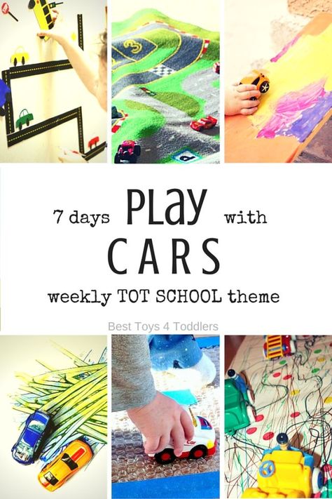 Best Toys 4 Toddlers - Weekly Tot School Theme: CARS - play activities for 7 days (with free printable planner) Tot School Schedule, Childminding Activities, Tot School Themes, Tot Trays, Transportation Activities, Car Activities, Transportation Preschool, Educational Play, Learn And Play