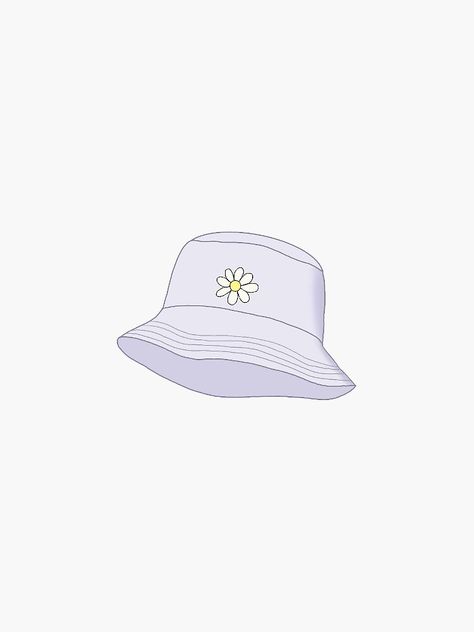 Bucket Hat Tattoo, Artsy Homescreen, Bucket Hat Drawing, Hats Drawing, Procreate Face, Aesthetic Bucket Hat, Bucket Hat Ideas, Daisy Sticker, Digital Art Programs