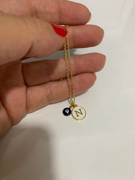 Excited to share this item from my #etsy shop: Initial N Necklace, Gold Evil Eye Necklace, Small Letter Necklace, Tiny Dainty Name Necklace Letter, N letter Evil Ye Necklace, Gift for Her N Pendant Letter Gold, N Necklace, Initial N, N Letter, Gold Evil Eye Necklace, Hand Decoration, Bff Jewelry, Small Letter, Evil Eye Necklace Gold